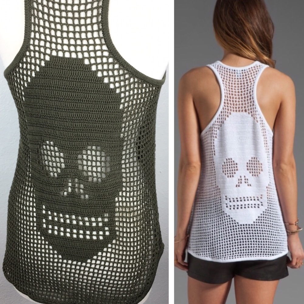 Skull Cutout Perforated Tank Army Green